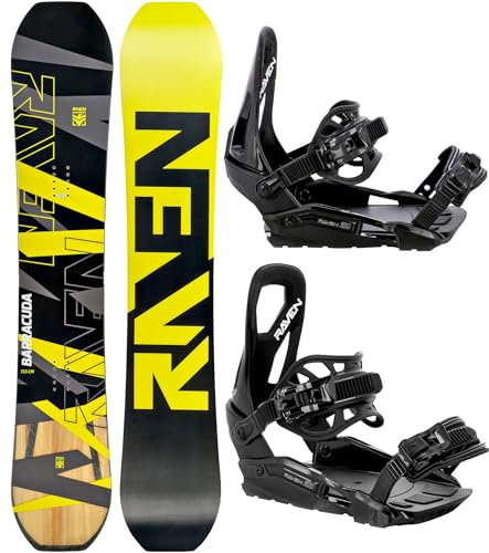 RAVEN Snowboard Set: Snowboard Barracuda Carbon Lime + Bindung s230 (155cm + Bindung M/L, s230 Black)