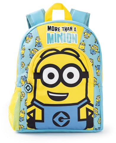 Minions Mochila Dave Boys | Mochila azul y amarilla con correas ajustables | Mochila Escolar Deportiva Práctica y Organizada | Regalo de mercancía de la película de la serie