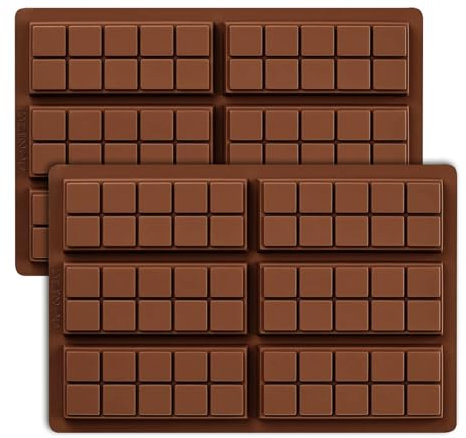 LHOEST Schokoladenform Silikon Tief 2 Stück, Schokoladen Form BPA-frei für 6 Tafeln Chocolate Mold Schokoladentafel, Silikonform Schokolade für Schokoladenformen Chocolate Mold Backformen
