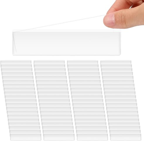 Sxutop 100 Pcs Porte-Étiquettes Adhésives, 11x3 cm, avec Inserts en Papier | Porte Etiquette Autocollante Transparente, pour Étagère, Boîte aux Lettres, Classeur
