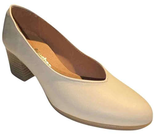 ARIADNA SÁNCHEZ Zapatos de Salón para Mujer Cómodos 24 Horas, Calzado de Vestir Elegante y Resistente de Cuero (Beige, Sistema Tallas Calzado EU, Adulto, Números, Mediano, 39)