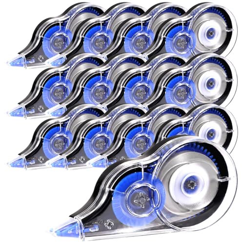 12 rulli correttivi per mouse, 5 mm x 12 m, topo correttivo con tappo protettivo, nastro correttivo, set di articoli di cancelleria per studenti, insegnanti, ufficio, casa (blu)