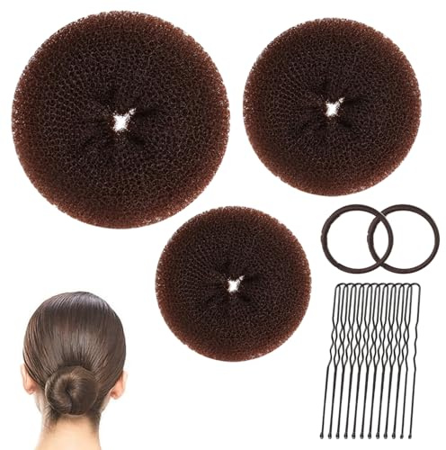 Hair Donuts for Buns Hair Bun Donut Hair Nets for Buns Bun Ring Hair Doughnut Hair Bun Maker Nets Hair Buns for Women Ballet Gymnastics Bun Making