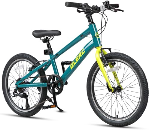 Glerc Mesa 24 Zoll Kinderfahrrad für 9 10 11 12 13 14 15 Jahre Jugendliche Teenager, 7-Gang Fahrrad med robustem Rahmen och V-Bremsen, grön