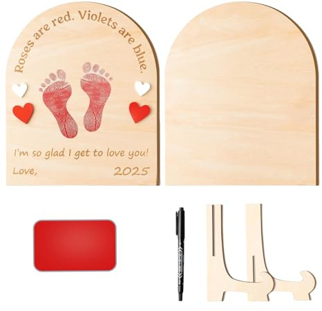 1 juego de tarjetas de hitos de madera para la primera huella del bebé, recuerdo artístico perfecto para sesiones de fotos de recién nacidos y baby showers, accesorios para sesiones de fotos de recién