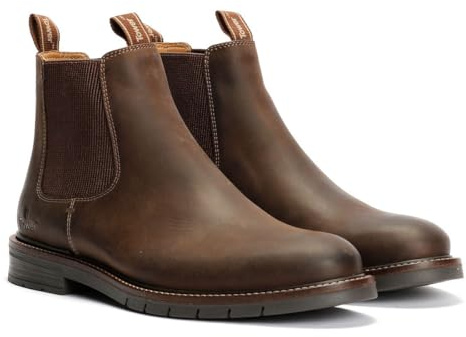 Tower London Harbour Leather Men's Dark Brown Chelsea Boots - UK 9