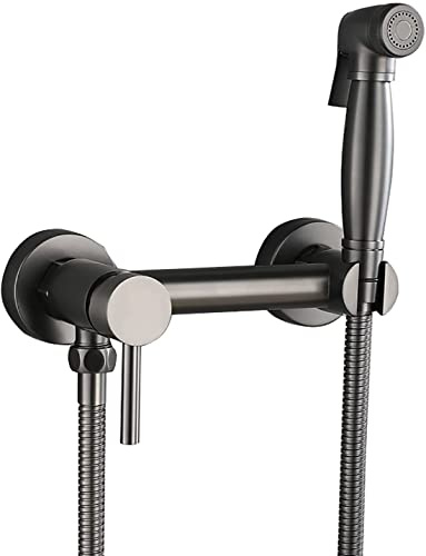 VERIDIANFLOW Spruzzatore bidet portatile grigio for WC, kit spruzzatore for pannolini in ottone, set spruzzatore bidet a parete con tubo doccia da 150 cm