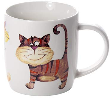 SPOTTED DOG GIFT COMPANY Cat Mug 350ml Ceramic China Coffee Mug & Tea Cup - Funny Novelty Cats Themed | Cat Gifts for Women, Christmas or Birthday Presents