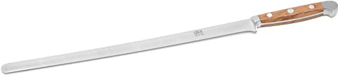 GÜDE Solingen - Cuchillo salmón forjado, 32 cm, madera de roble de barril, ALPHA-FASSEICHE - doble virola, Hecho a mano en Alemania