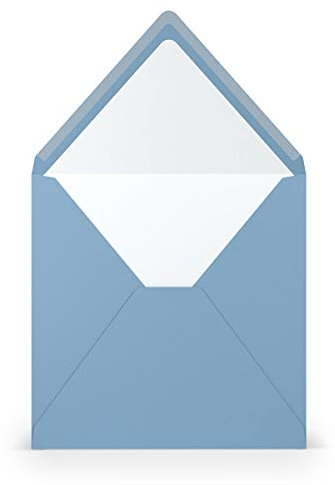 PAPERADO 25 Briefumschläge quadratisch Dunkelblau gerippt Hell-Blau - 100 g/m² Kuvert Ohne Fenster 16,4 x 16,4 cm - Hochzeits Umschläge mit Nassklebung spitzer Klappe