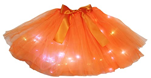 Petitebelle Enfärgade LED-lampor dam tyll tutu, Orange, en storlek