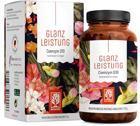 NATURTREU® Glanzleistung - Coenzym Q10 Kapseln hochdosiert mit 200mg pro Kapsel - 90 vegane Kapseln für 3 Monate - reines Ubiquinon aus pflanzlicher Fermentation