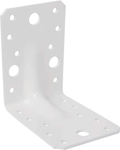 Set 10 Piastre Angolari Nervati per travi-Squadretta di Giunzione Angolare-Staffa Supporto travi-Piastra di Fissaggio ad Angolo per Porticati,Pergolati e Gazebo(Verniciata Bianca, 40 x 45 x 45 mm)