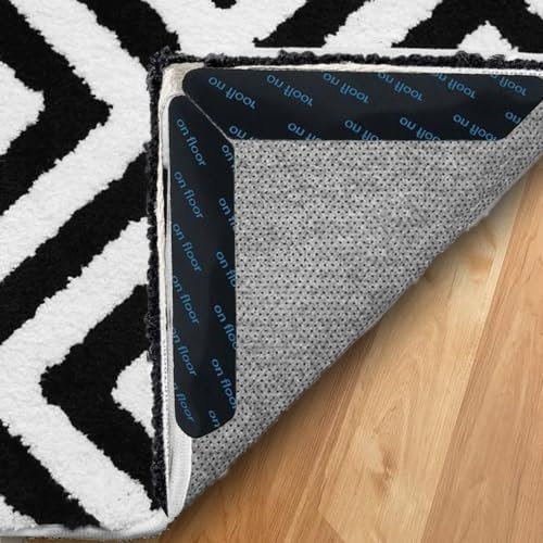 Ertzinla Rug Carpets Grippers 12 Pack, Reusable Flexible Rug Carpets Grippers Pads Tapes, Hold Carpets in Place on Hardwood Floors, Stops Curling and Bunching