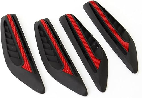 4 protectores universales para el borde de la puerta del coche, tiras reflectantes, protección anticolisión, negro y rojo, patrón de fibra de carbono
