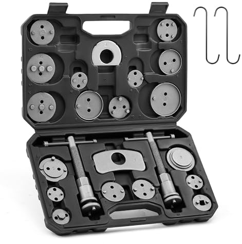 Orion Motor Tech 24 Pezzi Set di Arretratore Pistoncini Freni e Ripristino Pistone del Freno, Pinza Freno a Disco Universale Professionale per la Sostituzione di Pistone dei Freni con Custodia, Nero