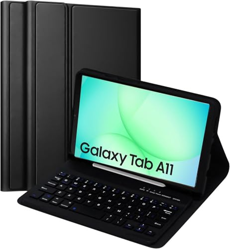 Tangentbordsfodral till Samsung Galaxy Tab A11/A9 8,7 tum 2023, avtagbart tangentbordsfodral med pennhållare för Samsung Galaxy Tab A11 8,7 tum 2025, svart