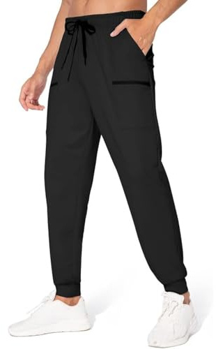 JENOANY Running Joggers Mens Stretch Work Pants Track Yoga Golf Quick Dry Sweat Zipper Pocket Lounge Sweatpants Jogging