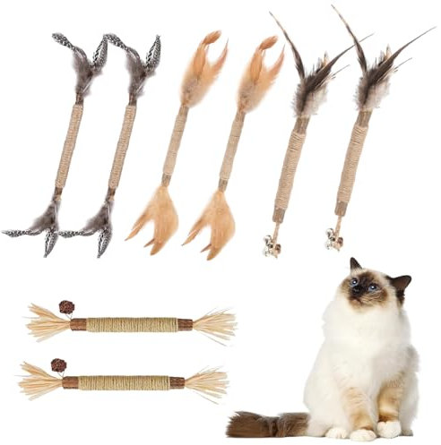 ChAusa 8 Stück Kausticks für Katzen, Stick Katze, Katzenspielzeug, Sticks für Katzen Kaustangen, Katzensticks Zur Zahnreinigung Katze Zahnpflege Spielzeug für Kratzen, Spielen, Kauen