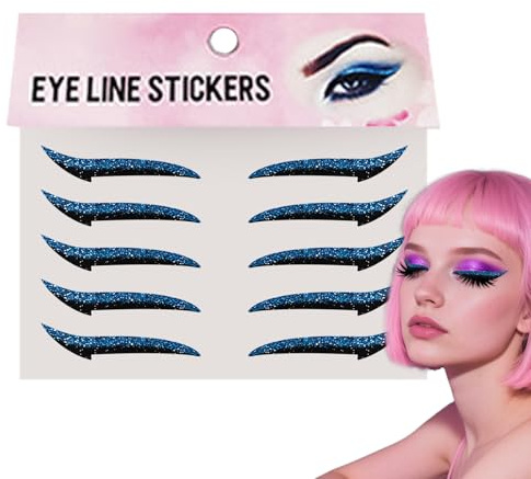Adesivi Eyeliner Ciglia | Decalcomania ombretto da donna, 10 pezzi adesivi per trucco occhi resistenti all'acqua, strisce lunghe per donne