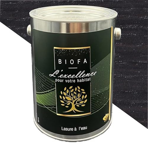 Lasure à l'eau Biofa 1L - pour bois intérieur et extérieur - Faible en COV (Noir)