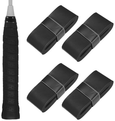 M METERXITY 4-Pack Tennis Racket Grip Tape PU Overgrip, Black