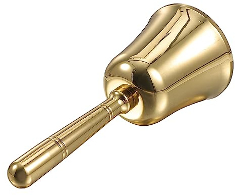 FONDOTIN Campanella da Tavolo in Ottone Medio con Manico Ergonomico Campanello di Servizio Retrò per Ristorante Hotel e Domestico per Segnalazioni e Addobbo Vintage