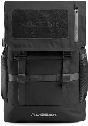 RUGSAK® Original PRO | Laptoprucksack Wasserdicht [20-35L] Handgepäck 40x30x20 | Rucksack für Business Sport Uni Wandern Reisen | Wickelrucksack | Damen Herren Teenager (Phantom Black)