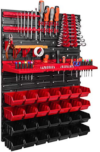 Lagersystem Wandregal 576 x 780 Stapelboxen Werkzeughalter Sichtlagerkästen Kunststoff Box Schütte (ITBNN600x2-U1001-MIX17)