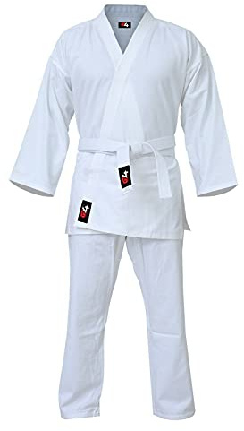 G4 Karate Gi Aikido Training Uniform Set - Adult Student with Free Belt, White and Black Martial Arts Suit White 6/190cm