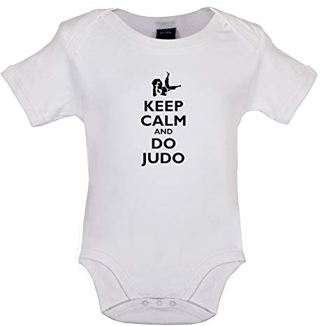 Dressdown Keep Calm and Do Judo - Organic Babygrow/Body Suit - White - 12-18 Months