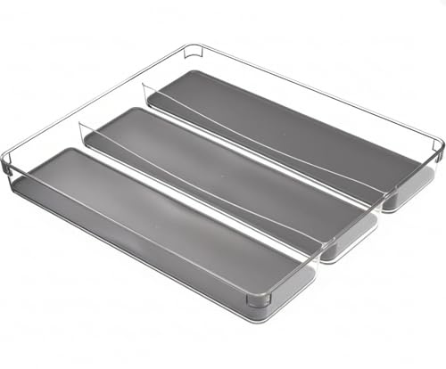 Range-Couverts 3 Compartiments pour Tiroir – Organisateur de Cuisine en Plastique Durable et Écologique – Antidérapant, Résistant (40 x 32 cm)