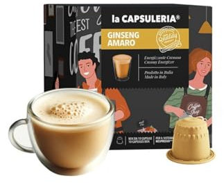 GINSENG AMARO (80 Capsule) compatibili con Nespresso, 8 box da 10 capsule, gusto deciso e intenso, energia naturale per una pausa rinvigorente, senza glutine (La Capsuleria)