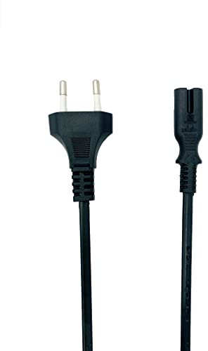 D.Square- Cable Alimentación C7 Negro 3m, Enchufe Euro 8 Universal, CEE 7/16/M-C7/H para Cargador de Pequeños Electrodomésticos TV BLU-Ray DVD Playstation (PS2, PS3, PS4) y Xbox