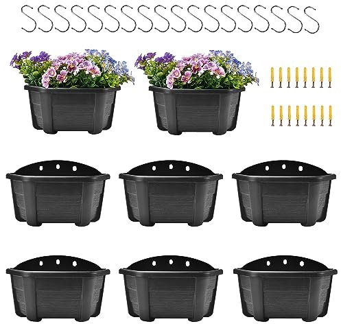 ORIMERC Selbstbewässernde Wand-Pflanzgefäße für Zimmerpflanzen, Geländer-Pflanzgefäße, Balkon-Pflanzgefäße, Wandbehang, Pflanzgefäße, leicht, dunkler Kaffee (8 Stück)