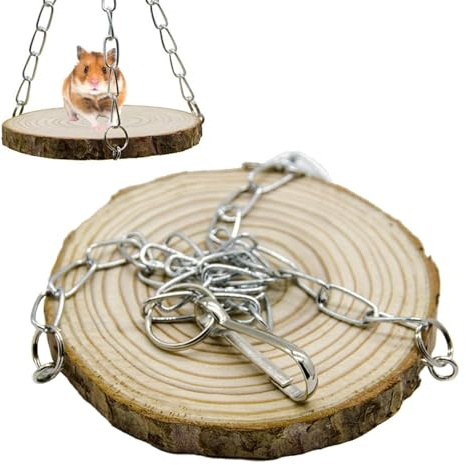 Générique Hanging Hammocks for Small Animals, Hamster Swing, Wooden Hammock Bed for Climbing | Wooden Hanging Bed for Hamster, Parrot, Chinchilla, Small Bird