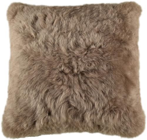 generisch Lammfell Kissenbezug Taupe ca. 50 x 50 cm aus echtem isländischem Lammfell Schaffell Kissen Fellkissen