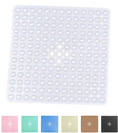 AMFUN Tappeto Doccia Antiscivolo 53x53cm, Tappetino Doccia Antiscivolo, Tappetino da Bagno Quadrato, Tappetino da Bagno Resistente Alla Muffa con Ventose per Vasche da Bagno, Pavimenti del Bagno