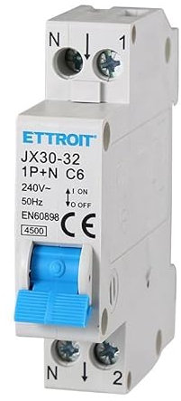IXTRIMA Interruptor magnetotérmico automático, 1P+N 6A 220V C6 4.5kA ocupa 1 módulo