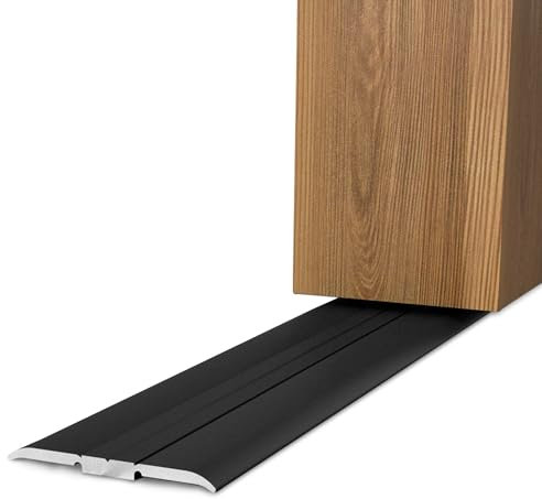 ALUMAT Profilé de transition de qualité supérieure sans vis – Bandes autocollantes – Barre de transition stratifié, rail de transition, plinthes de sol, noir