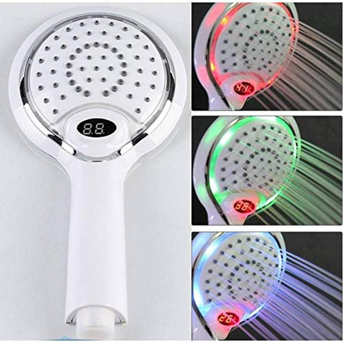 GSZCCZS Cabezal de Ducha de Ducha de Mano Garcán Cabezal de Ducha LED Automático Cabezal de Ducha de 3 Colores Temperatura Digital Temperatura Digital Spray Spray Head Wate