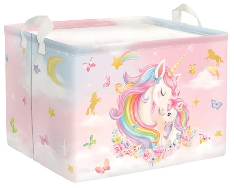 HUUMONSS Grande Cesta Porta Biancheria Adorabile Unicorno Pieghevole Cestini Portaoggetti Giocattoli Vestiti per Bambino Cesta Indumenti Sporchi per Bagno,Fiori,36L