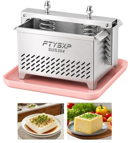 Tofupressa per formaggi in acciaio inox 304, pressione regolabile e pressa per formaggi e prosciutto, sicuro e facile da usare, paneer Maker, sicurezza lavastoviglie (16 x 12 x 13 cm)