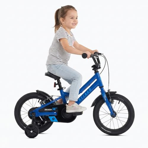 ATTABO Knack 14 - Bicicletta per bambini (2-5 anni) con telaio in alluminio leggero (8 kg), ruote da 14, per 85-110 cm, portata fino a 50 kg, manubrio ergonomico, ideale per i primi viaggi