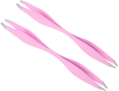 DECOMELODY Pinzas De Acero Inoxidable Para Cejas Pinzas Científicas Doble Punta 2 Unidades Color Rosa Fucsia Depilación Precisión Belleza Uso Portátil Cuidado Facial