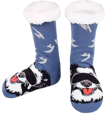 Hisonwel Calze Pantofole Invernali da Uomo: Calzini Antiscivolo Termici da Casa per Uomo - Calzettoni Babbucce in Pile Caldi e Pelosi Imbottite per Natale Idea Regalo 38-46 1 Paio