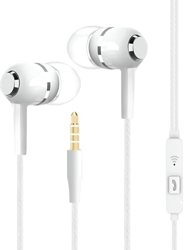 Hörlurar med sladd – In-ear stereo kabelanslutet headset med, brusisolerande 3,5 mm uttag hörlurar lätta trådbundna ljudöronsnäckor | 1,2 m studio-inspelning träning klassrum daglig musikanvändning