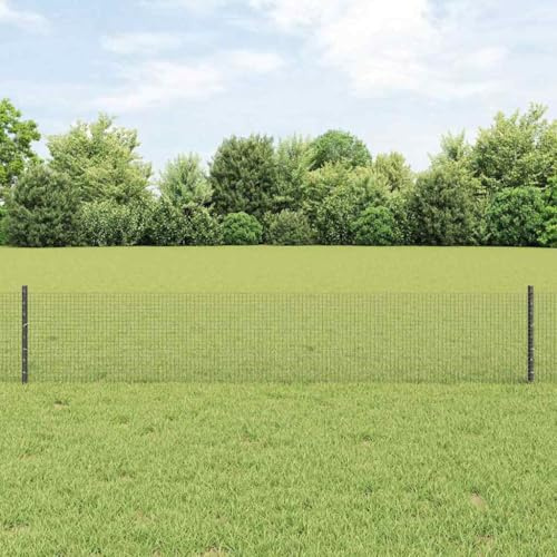 Recinzione a bastoncini, recinzione con palo grigio, 0,4 x 50 m, in acciaio, per giardino, terrazza e cortile