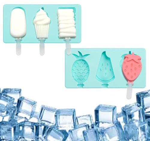 LYITZW 2 Piezas, Molde para Helado, Molde de Silicona para Postres con Tapa, Herramientas para Hacer Helados Caseros, Paletas de Hielo, Helado de Yogur