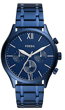 Fenmore Montre multifonction en acier inoxydable Bleu marine, Moderne